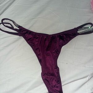 🆕 Victoria's Secret Deep Purple Brazilian Shine Embellished Panty Sz XL